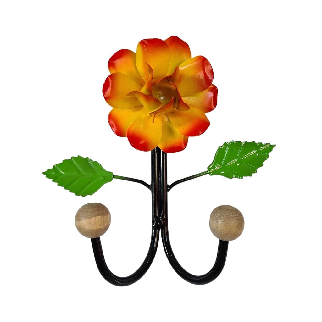 Cabide De Ferro Porta Toalha Ferro 2 Ganchos Com Flor