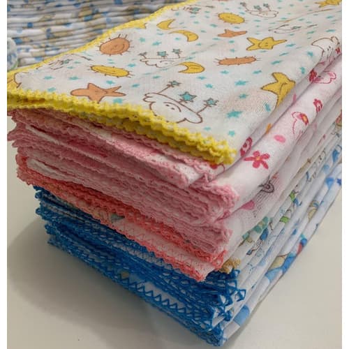 Fralda De Pano 70x70  Com Crochê Pacote Com 10 Unidades