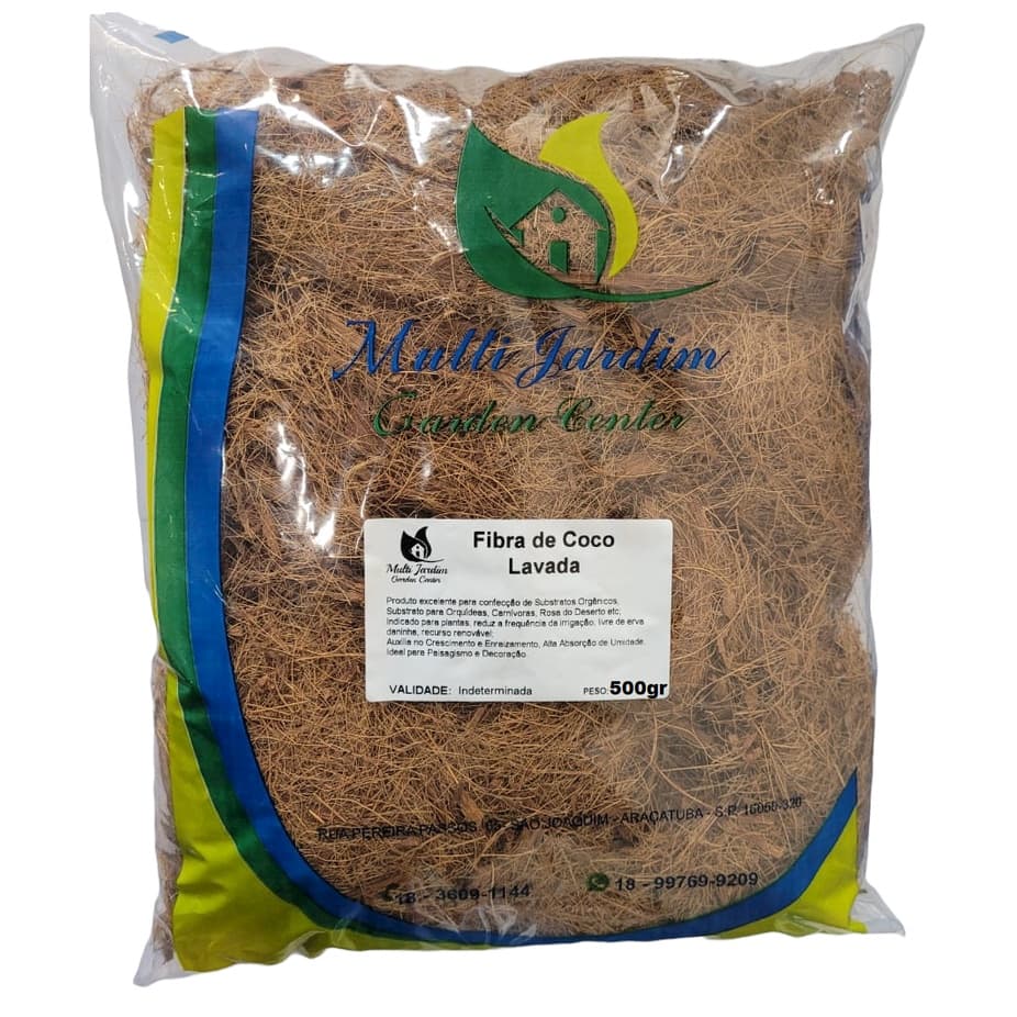 500gr Fibra de Coco Lavada para Orquídeas, Carnívoras, Terrário, Substrato Orgânico Etc