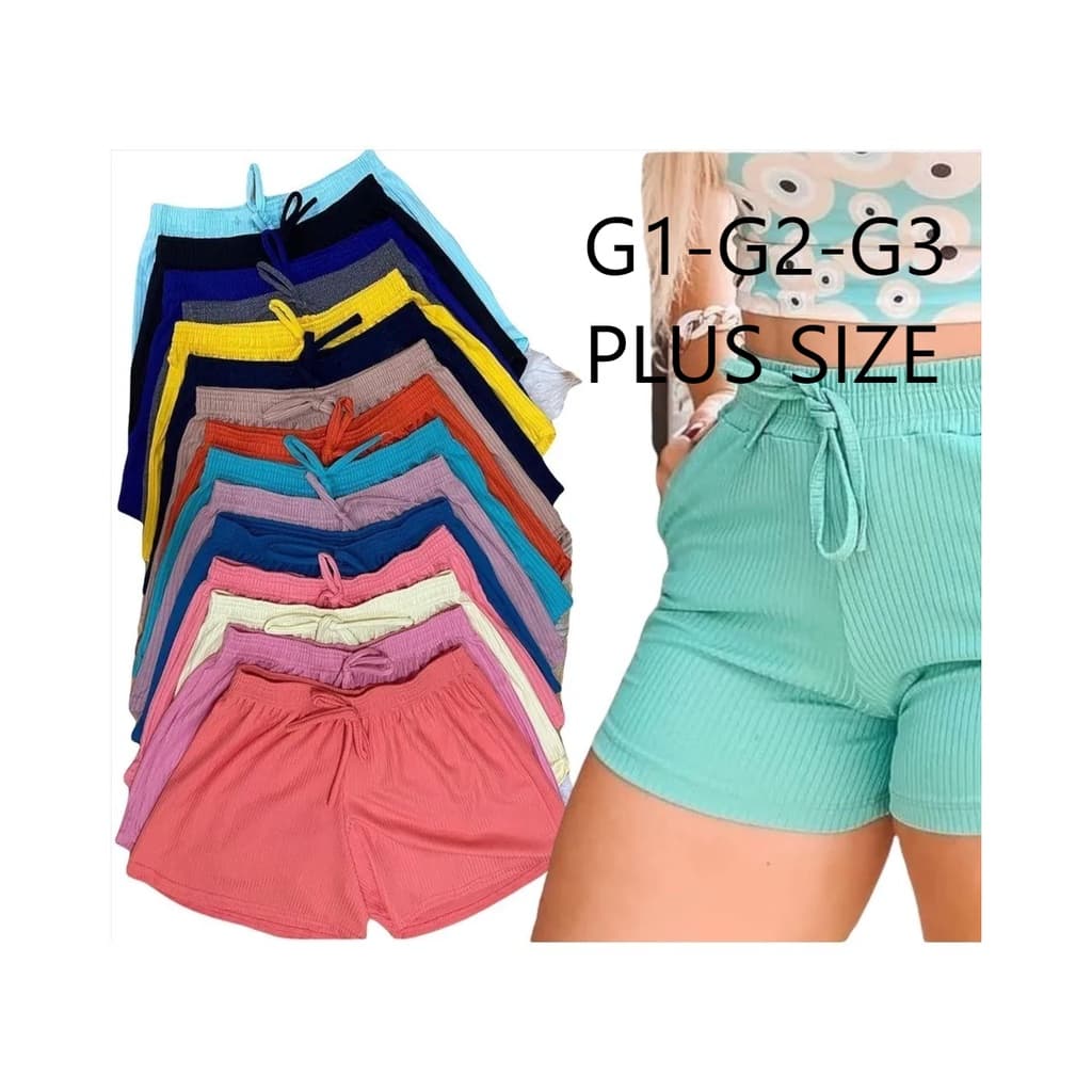 Kit 5 Shorts Feminino Plus Size Malha Canelado Promoção Otimo para Revenda Preço de Atacado