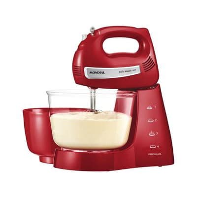 Batedeira Mondial Bella Massa Vermelha 400W Premium com 2 Tigelas GANHE 01 Espátula - 01 Copo dosador