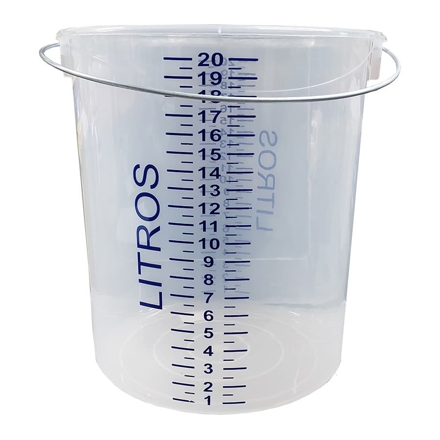 Balde Graduado Transparente de 20 litros com indicação de medidas
