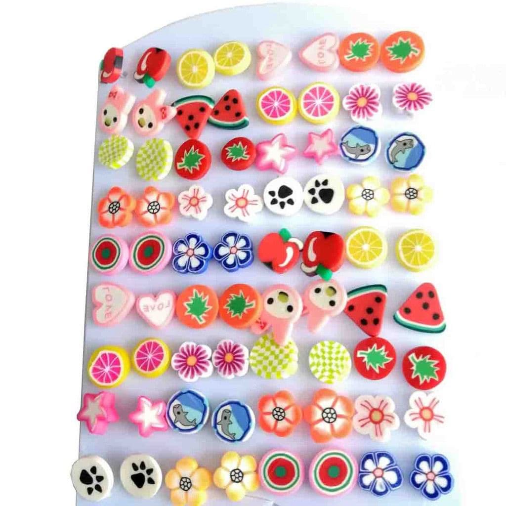 Kit 36/72 Pares de Brincos Infantil Fruta/animal Resina Acrílico colorido atacado