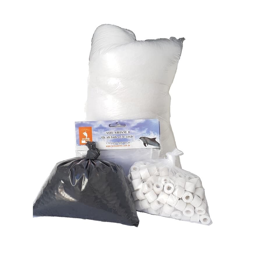 Kit Mídias Filtragem 500g Cerâmica E Carvão + 1m Lã+ 2bolsas
