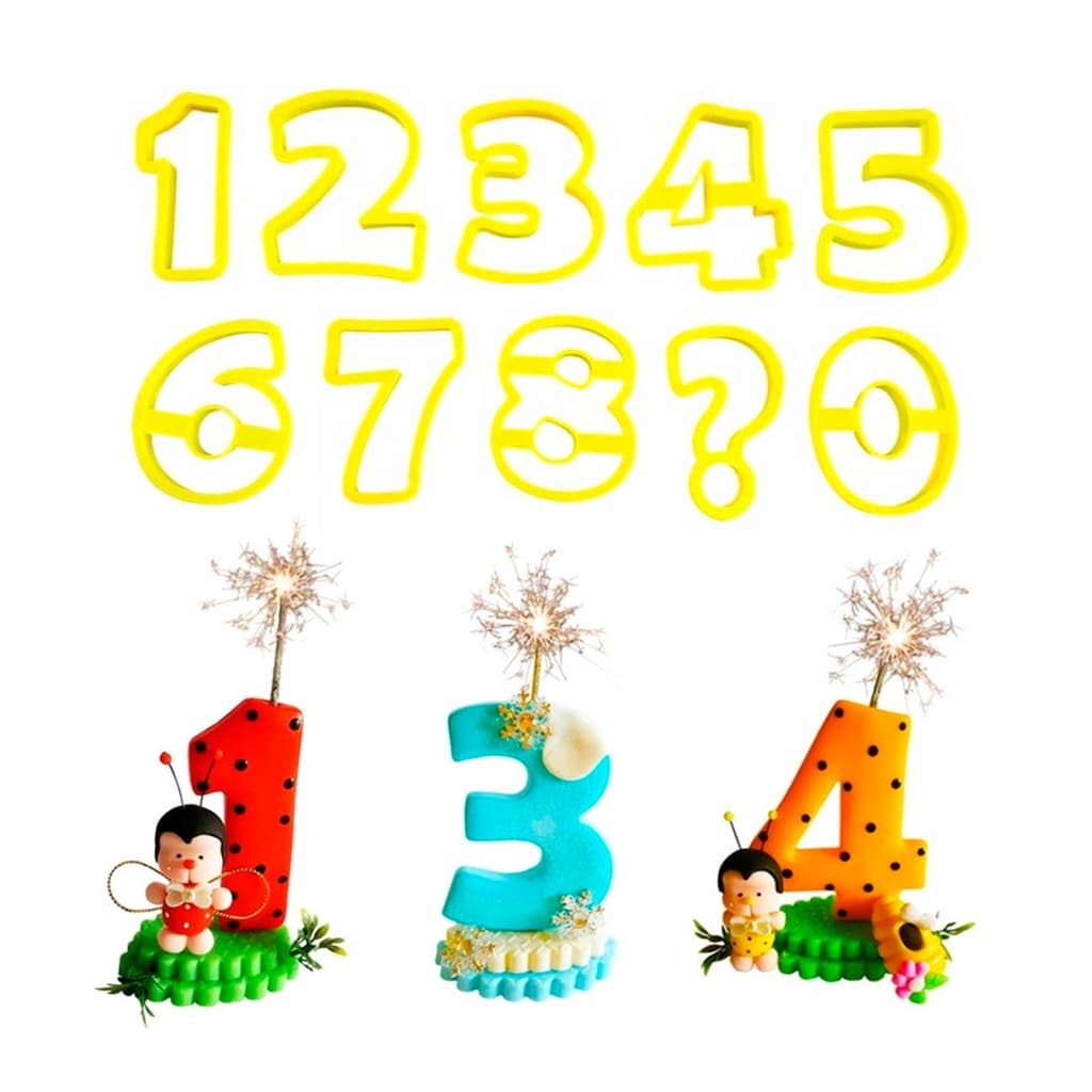 Kit Cortador Formato Números 10 Pçs Massas e Biscuits 8,5cm