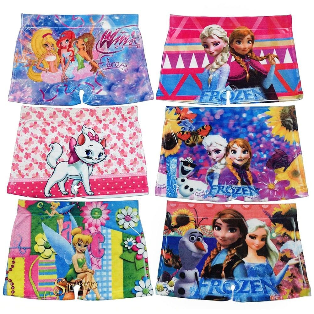 10 shortinho infantil feminino box calcinhas estampadas