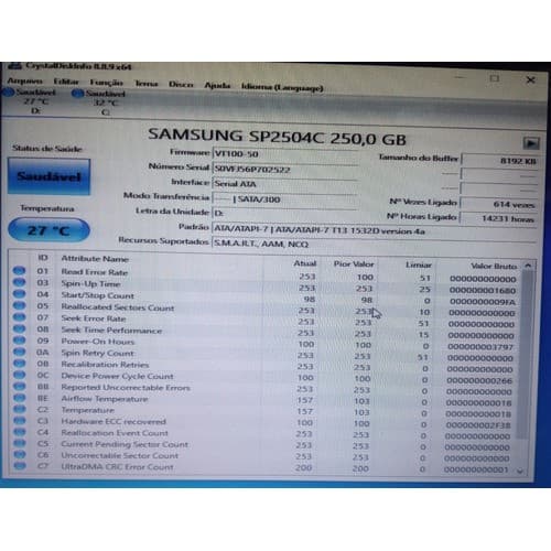 Hd Samsung 250 Giga Sp2504c/sra Sata 7200rpm 8m 