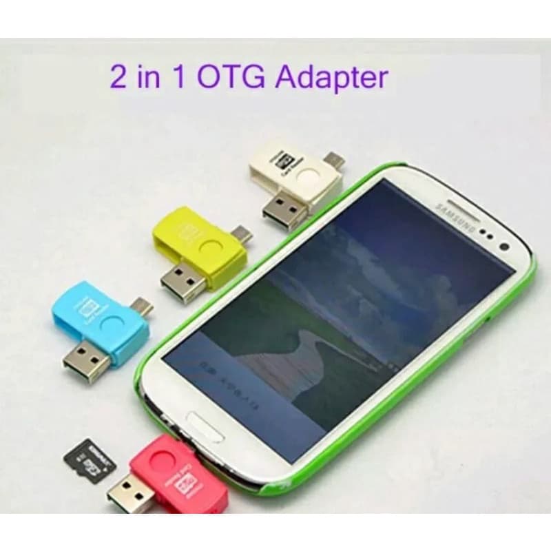 Adaptador Leitor cartão de memória mini USB OTG padrão 2 em 1 Smartphone/tabletes universal