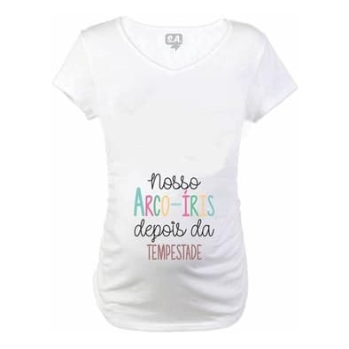 Baby Long Blusa Gestante Camiseta Bebê Arco Íris