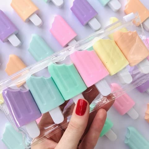 Kit 6 Marca Texto Mini Picolé Sorvete Fofo