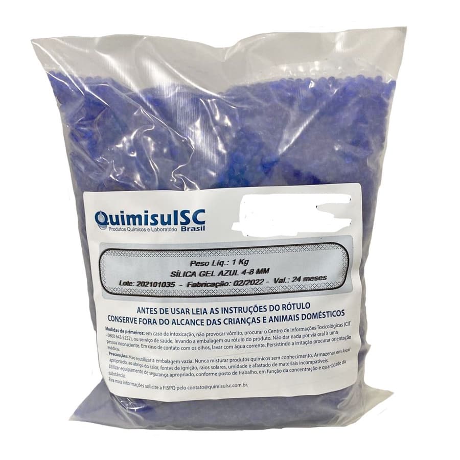 Sílica gel azul 4-8 mm - pacote 1 kg