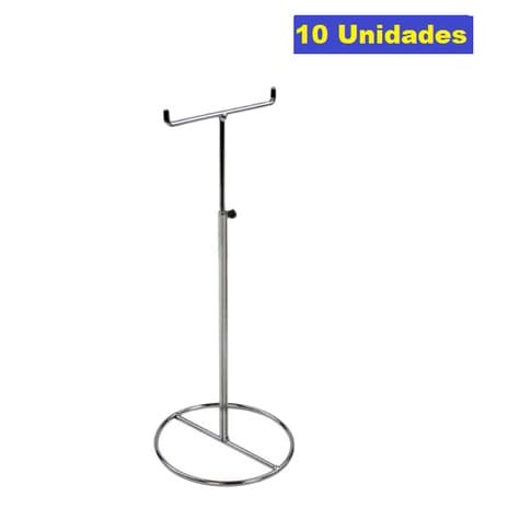 10 Suportes de Bolsa Duplo Feminino Expositor Balcão - Metal Cromado