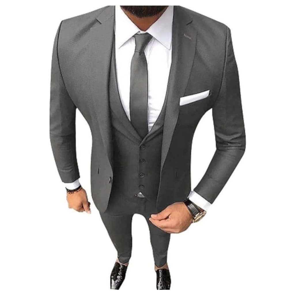 Terno Slim Masculino Executivo de Luxo Chumbo - ( Calça + Blazer )