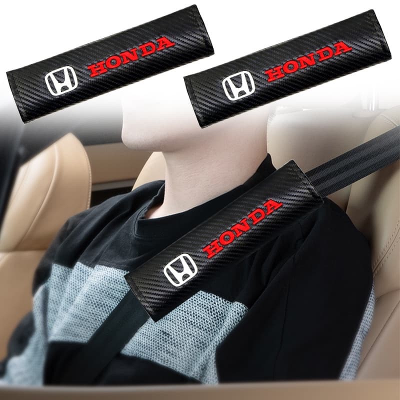 1pcs Almofadas Respiráveis Para O Ombro Do Assento Carro Bordados Em Fibra De Carbono Logotipo Capa Cinto De Segurança Honda Dio Fit3 Rd1 Civic Binzhi XRV CRV Accord