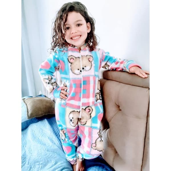 Pijama macacão ultra soft infantil c/ ziper confortavel p/ menino e menina  2 ao 10