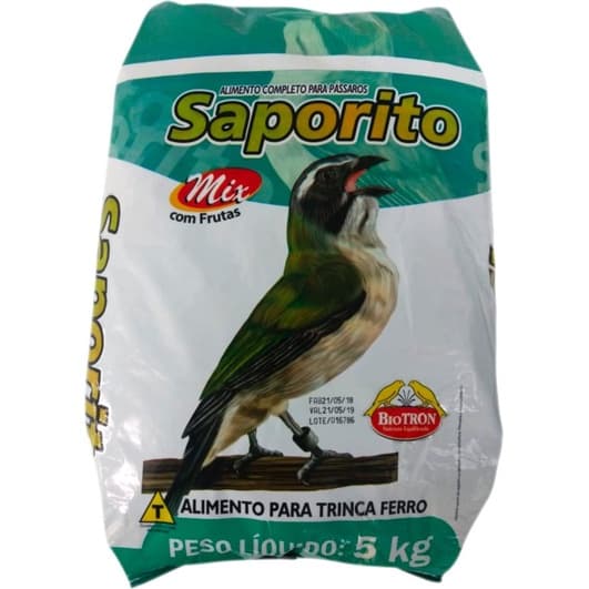 Saporito 5 Kg - Ração Para Trinca Ferro E Pixarro! Biotron Original Com Nf! Extrusada Para Pássaros