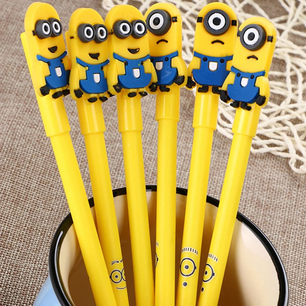 12 Pçs Caneta em Gel Amarela de Estudante com Estampa de Olho Neutra Adorável / Material de Escritório