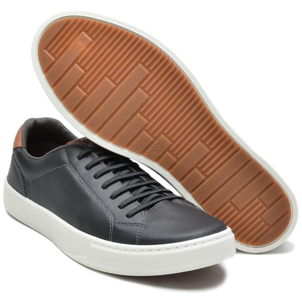 Sapatenis Masculino Solado Colado e Costurado Palmilha Gel Espumado - Preto