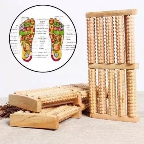 Massageador Para os Pés Duplo de Madeira Relaxante