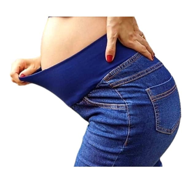 Calça Jeans gestante skinny escura confort grávida