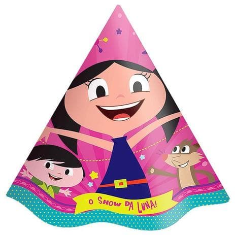 Chapéu de Aniversário Festa Show da Luna com 8 un - Festcolor Promo