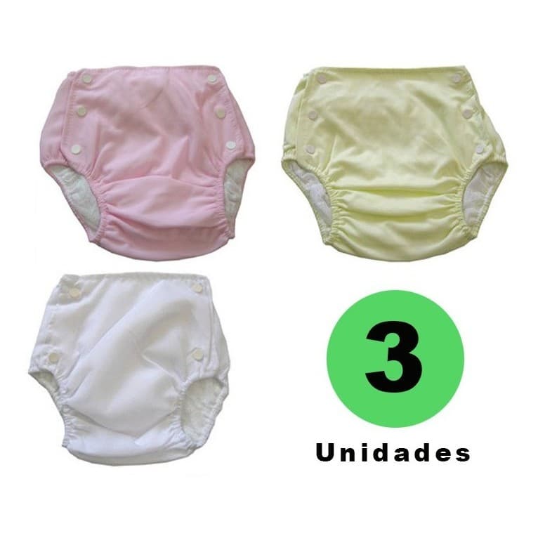 Bebê Fralda Enxuta Reutilizável Calça Plástica Ecológica - kit 3 peças