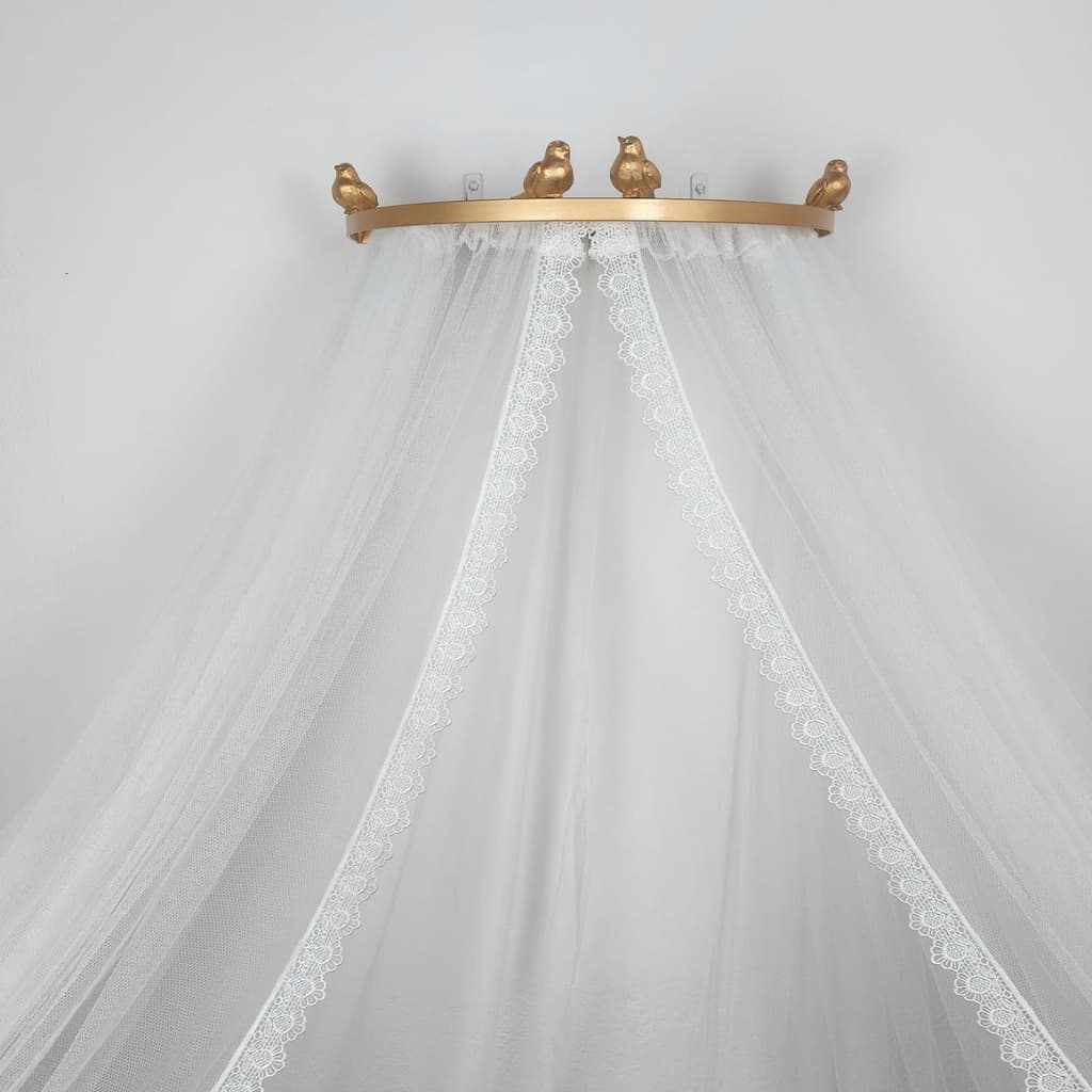 Dossel passáros com mosquiteiro tule para berço quarto de bebê