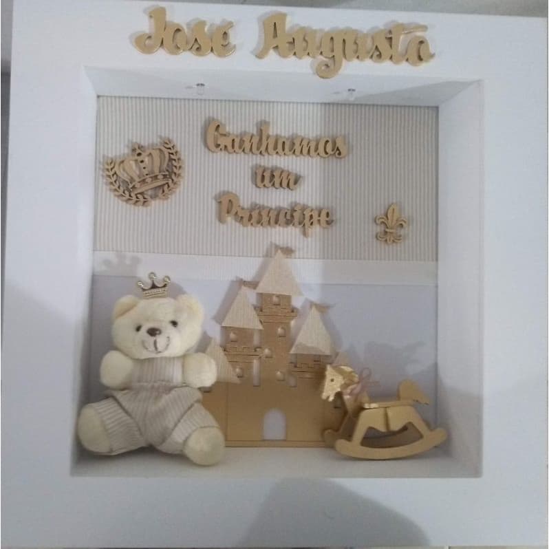 enfeite de porta maternidade urso principe bege