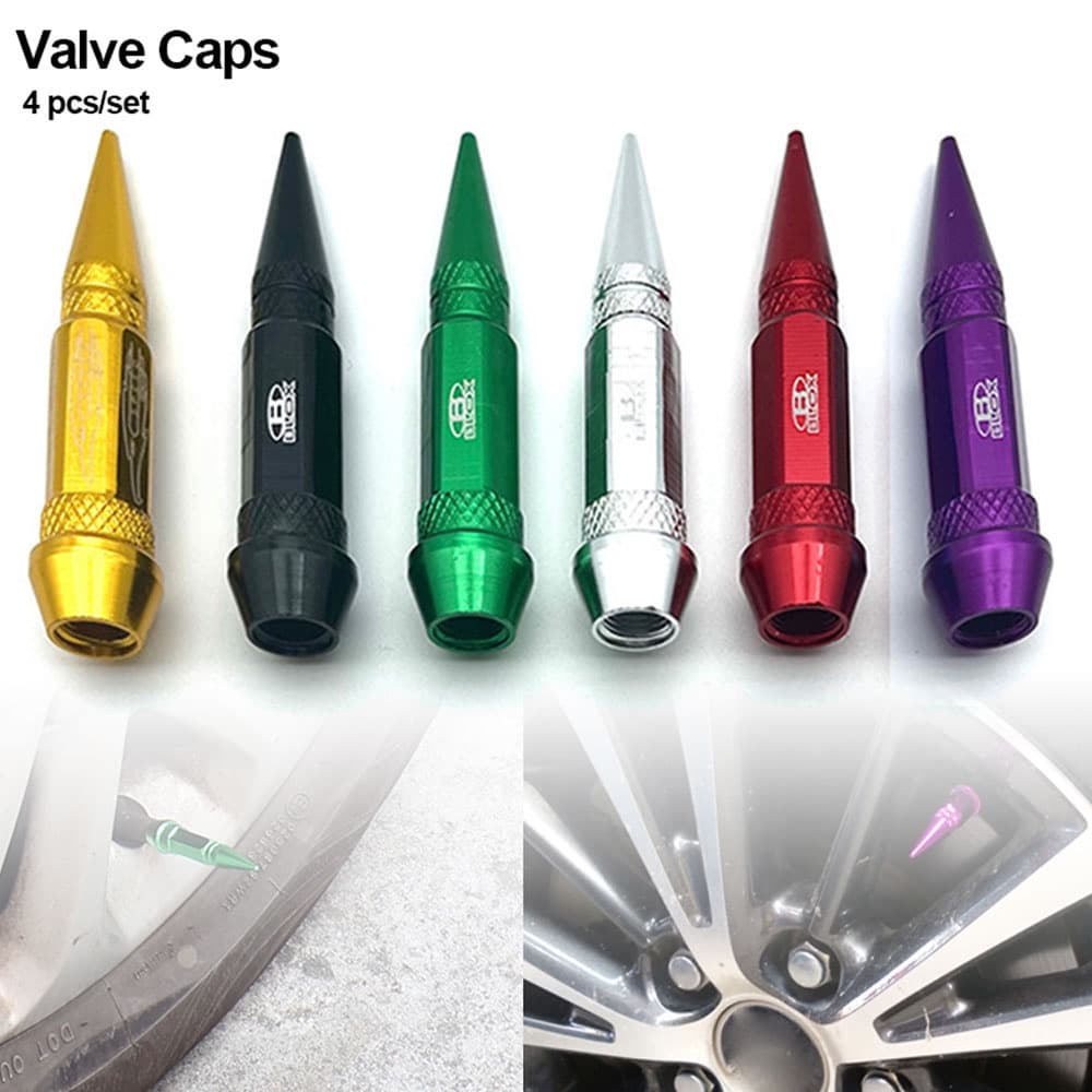 4 Pcs 60mm De Alumínio Universal Car Styling Tampa Da Haste Da Válvula Do Pneu De Carro Deslumbrante Spike-Shaped Metal Dust Covers Tampa Para Bicicleta Da Motocicleta