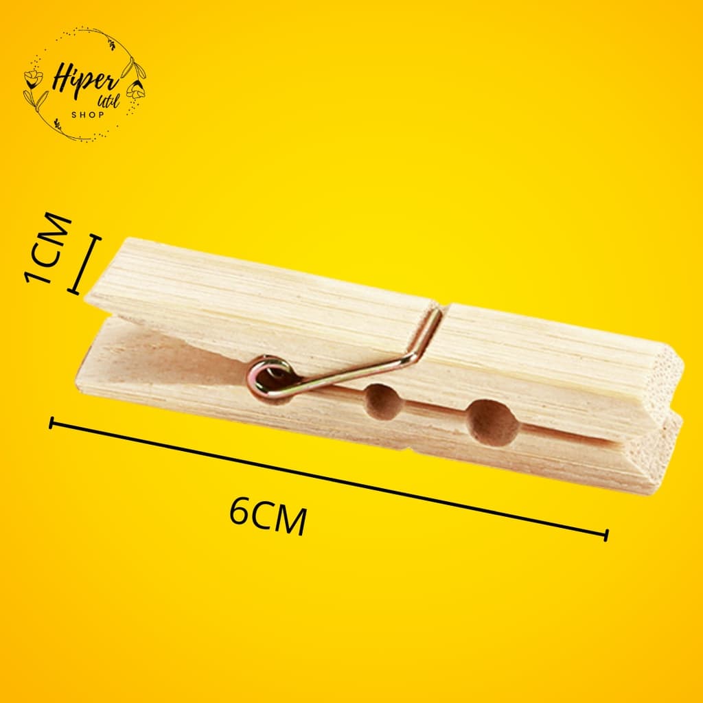 Pregador de Roupa Prendedor Pequeno de Bambu Kit 10 Unidades