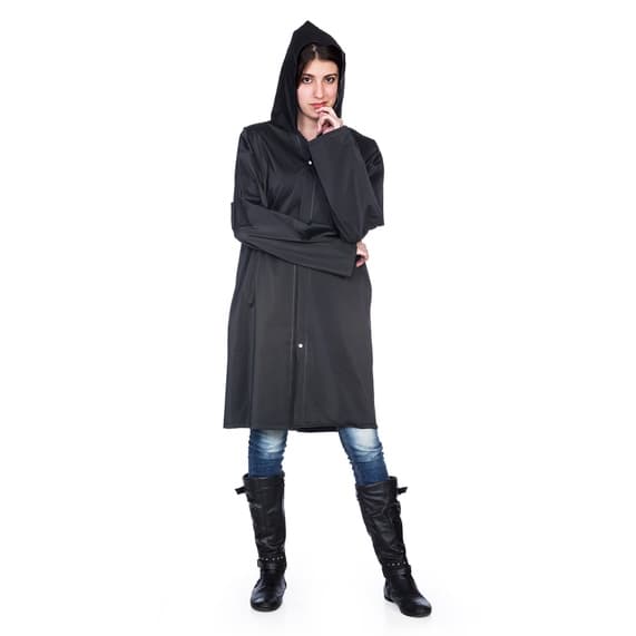 Capa De Chuva Preta Pvc Forrada EPI