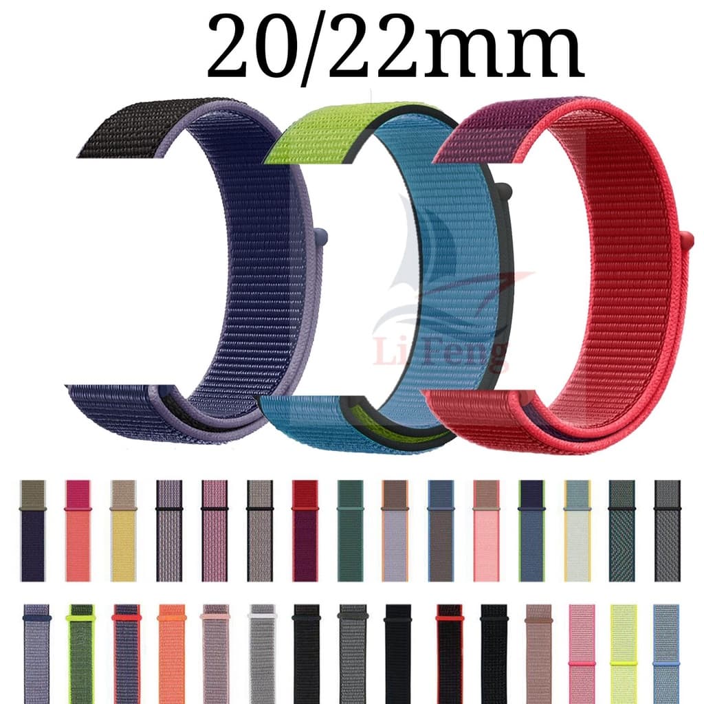 Pulseira de Premium Nylon Velcro Para 20/22mm Compatível Active2 GTS2/3 GTR42/47mm