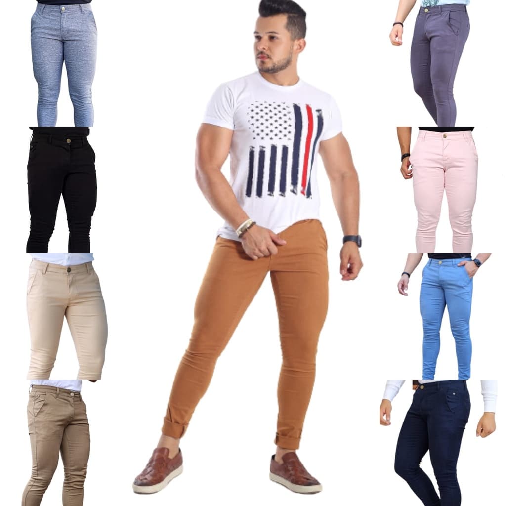 calça masculina skinny esporte fino elastano premium