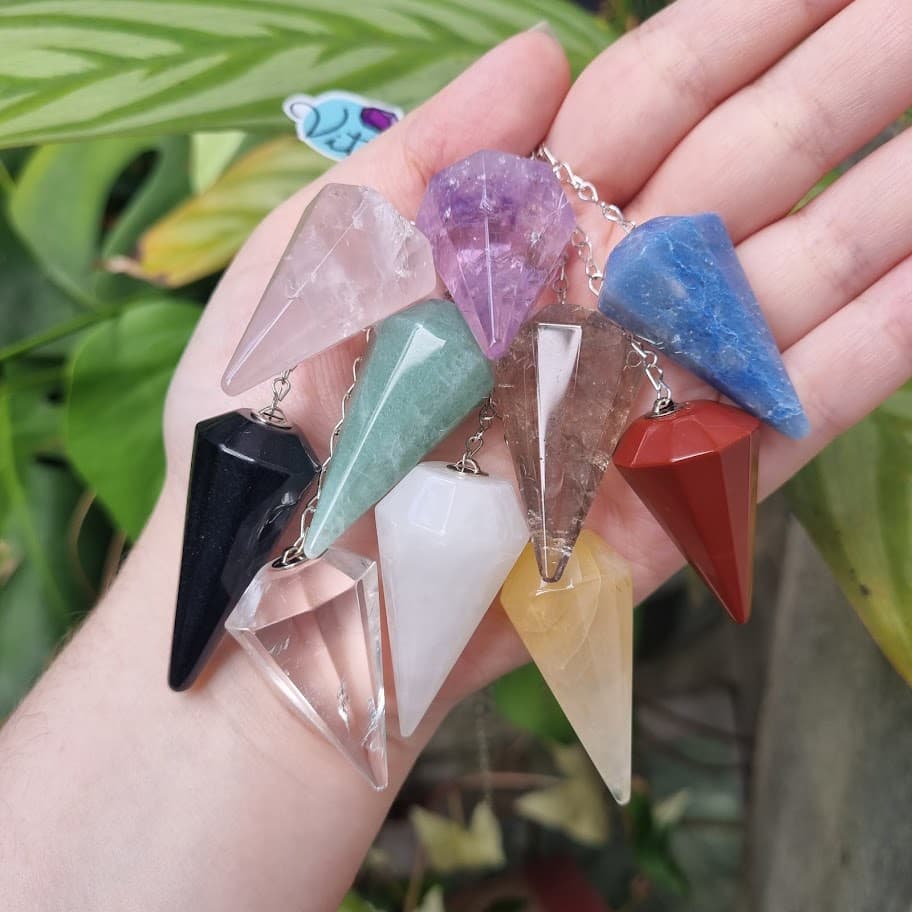 Pêndulo Radiestesia Pedra Natural Mesa Radiônica Diversas Opções Ametista Quartzo Cristal Feng Shui Chakras Equilíbrio