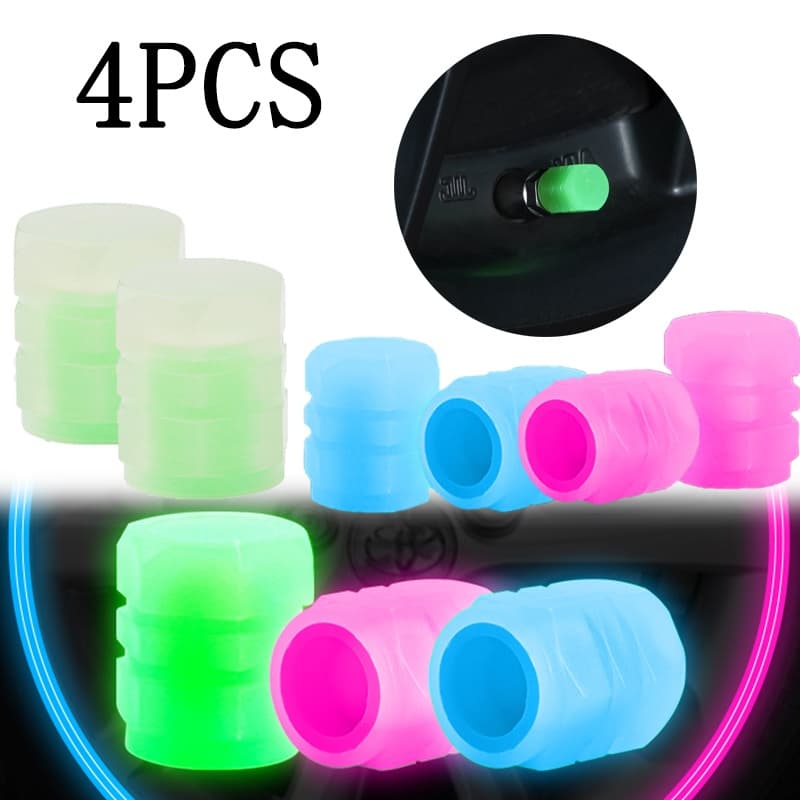 5 Cores Tampas De Válvula Fluorescente Universal Para Pneus De Carro/4 pcs Luminosa De Haste De Brilham No Escuro SUV Motocicletas Bicicletas