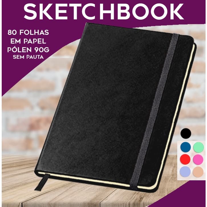 CADERNO GRANDE tipo moleskine 21cnx14 sem pauta capa dura