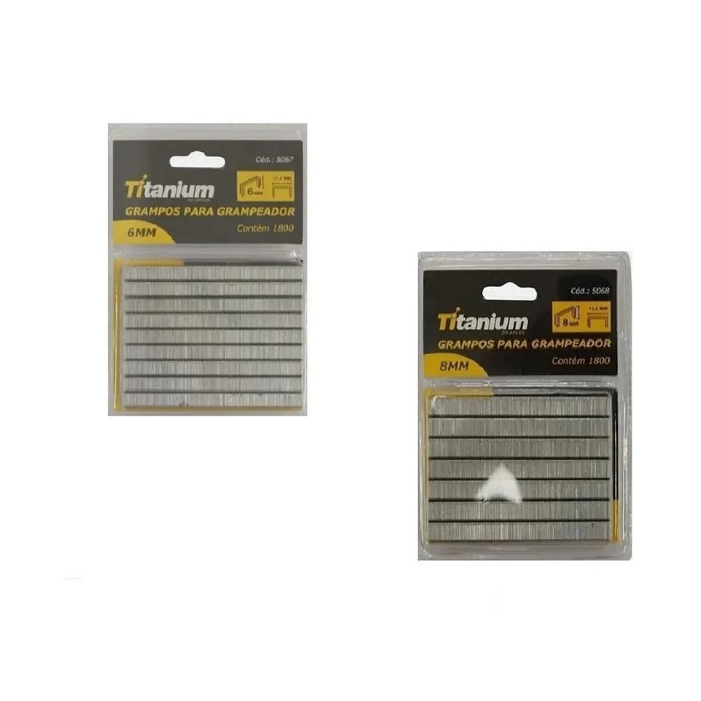 Grampos Para Grampeador Tapeceiro 6Mm E 8Mm 5068 Titanium