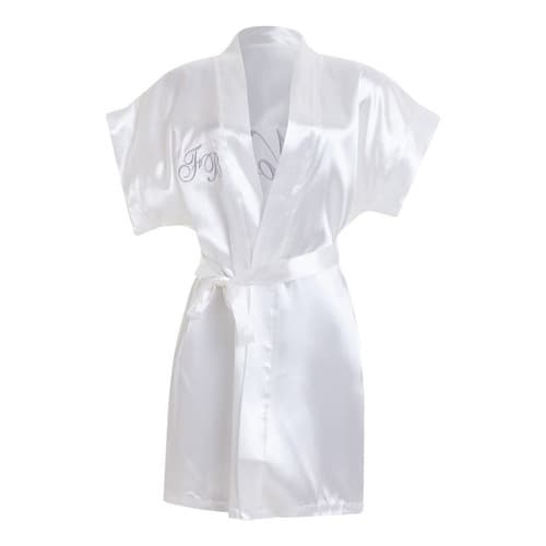 Robe De Cetim Branco Liso Sem Bordado