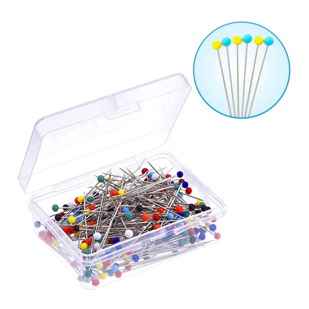 90 Alfinetes Cabeça Vidro Inox Fino Patchwork Alinhavar.