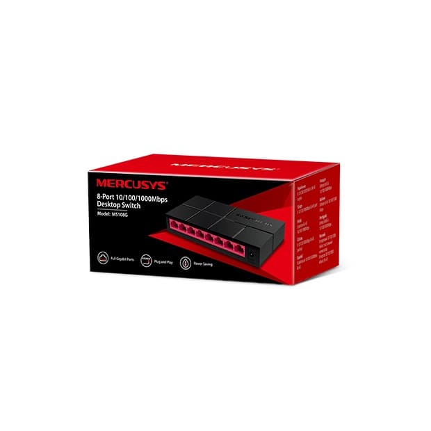 Switch 8 portas Mercusys SOHO MS108G GIGABIT 10 / 100 / 1000Mbps