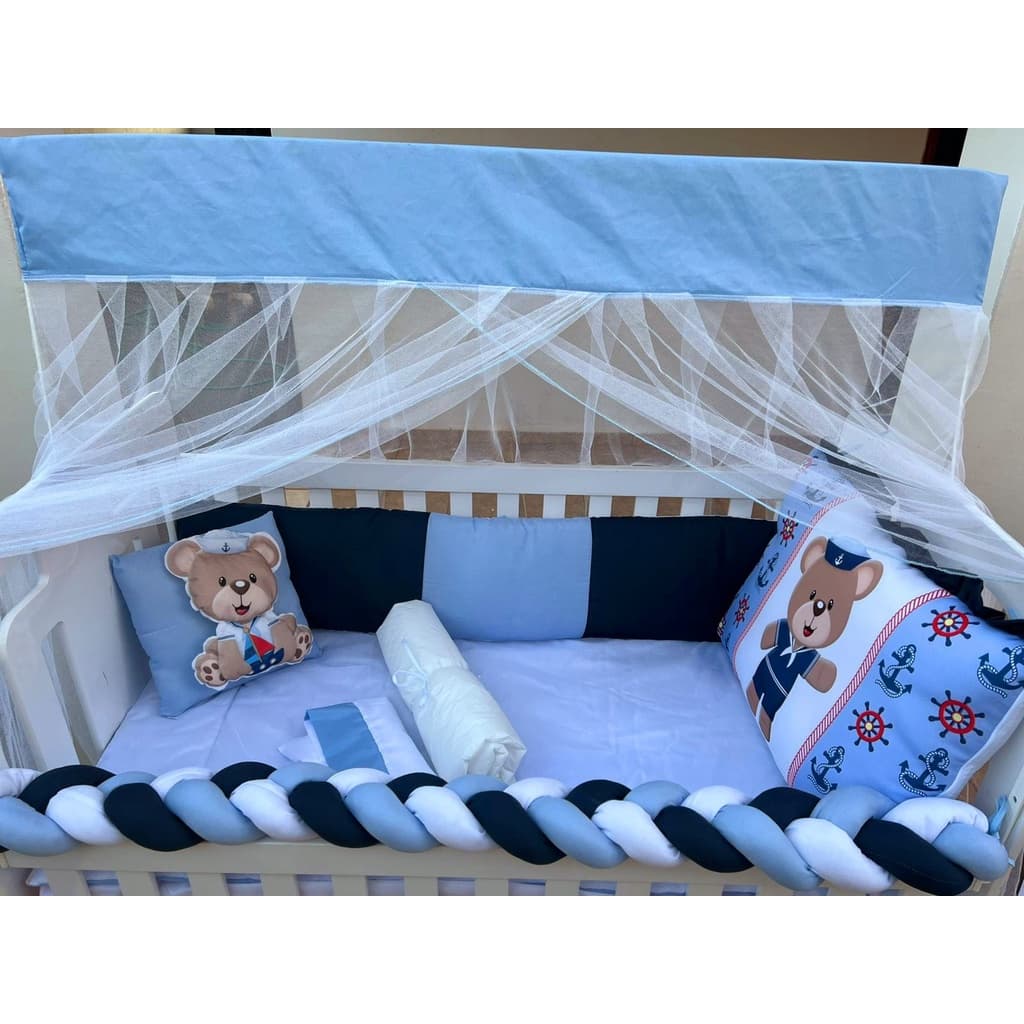 KIt Berço Urso Marinheiro Luxo 11 Peças Americano e Nacional