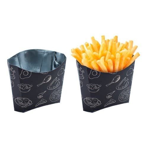 100 Caixa Embalagem Média Batata Frita Interior Metalizado