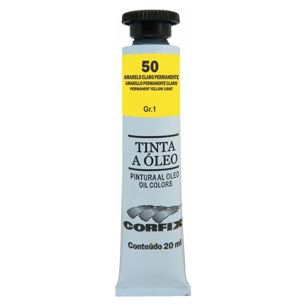 Tinta à Óleo para pintura em tela Corfix Bisnaga 20ml G1 - 50 Amarelo Claro Permanente