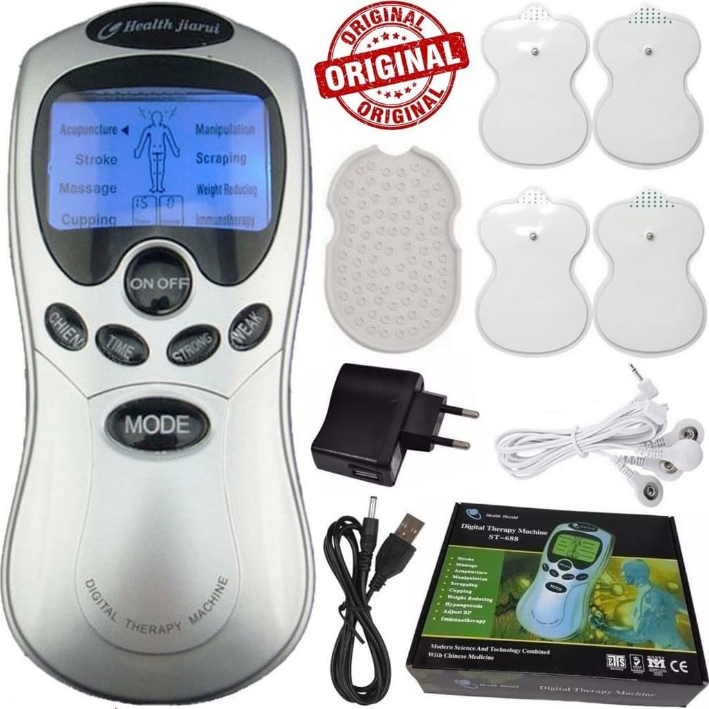 Aparelho Fisioterapia TENS FES Massagem Choquinho 8 Funções 4 Eletrodos Envio 24hrs