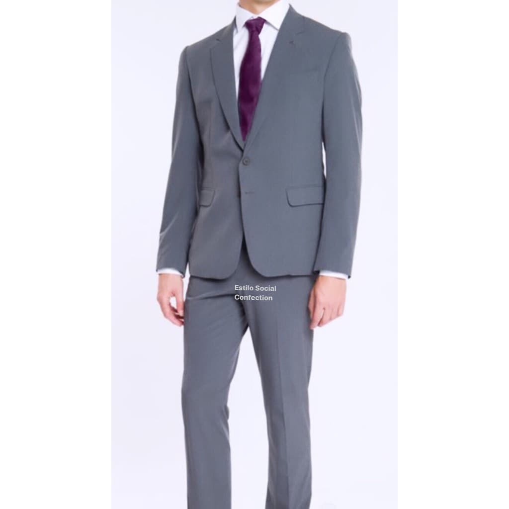 Terno Cinza Chumbo Slim Promoção Paletó + Calça + Cabide