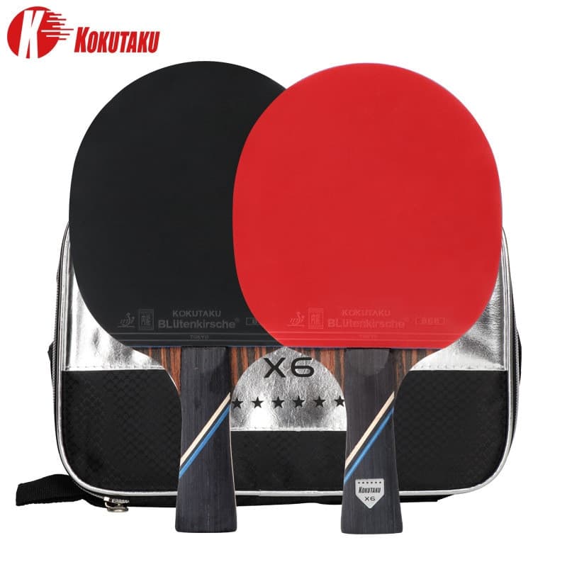 KOKUTAKU Professional 4/5/6 Star ping pong bat , Conjunto De Morcego De Mesa De Carbono Borracha Dupla Com Bolsa