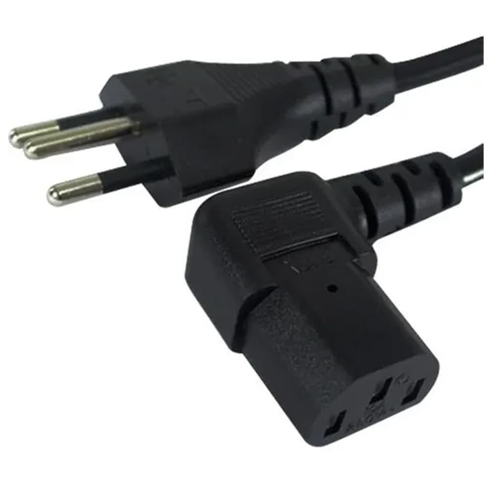 Cabo De Força Em L Tv LG Samsung Computador CPU Atx Monitor Panela Elétrica Padrão Brasileiro Curvado Energia Bivolt 90 Graus Alimentação