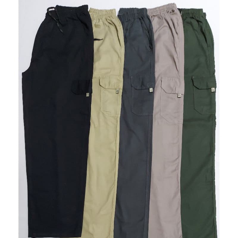 Calça Masculina Cargo Sarja Extra Grande (6 Bolso) Plus Size