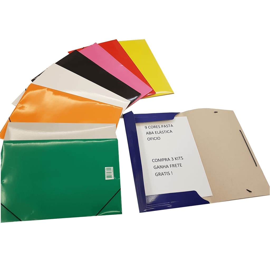 Pasta Aba Elástico Escolar -tipo Dello duplex 250gr Ofício Varias cores ESCOLHA - Pacote com 20 unidades