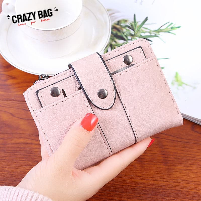 Carteira Feminina Estilo Coreano Com Fivela Curta